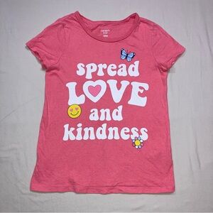 $3 Spread Love Kindness Shirt GIrl’s 8 Peach Top Short Sleeve Casual Cute Flower